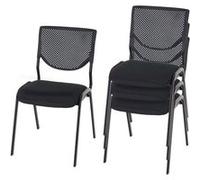 Lot de 4 chaises de conférence T401 empilable siège noir pieds noirs Noir G