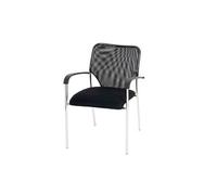 Lot de 4 chaises de conférence / visiteur Tulsa, empilable, tissu siège noir, dossier noir
