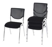 Mendler Lot de 4 chaises de conférence T401 empilable siège Noir Pieds chromés