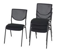 Lot de 4 chaises de conférence T401 empilable siège noir pieds noirs Noir G