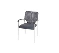 Lot de 4 chaises de conférence / visiteur Tulsa, empilable, tissu siège gris, dossier gris
