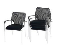 Lot de 4 chaises de conférence / visiteur Tulsa, empilable, tissu siège noir, dossier noir