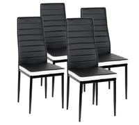 Lot de 4 chaises de cuisine Dossier haut JEOBEST Convenant à la salle à manger et à la cuisine Capacité de charge 120kg (Noir)