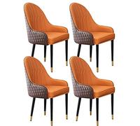 Lot de 4 chaises de cuisine et de salle à manger - Revêtement en cuir super fibre, pieds en bois, dossier, design élégant café et orange pour meubles de salle à manger et de chambre à coucher