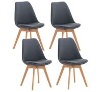 Lot de 4 chaises de cuisine Linares - CLP - Gris foncé - Simili - Bois massif - Lot de 4