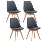CLP Chaise salle à manger Linares – Lot de 4 – Tissu velours aspect cuir Gris foncé, structure bois