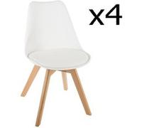 Lot de 4 Chaises de dîner en polypropylene Blanche - H. 81 cm -PEGANE- Blanc G