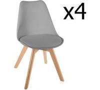 Lot de 4 chaises de dîner en polypropylène gris - h. 81 cm -pegane- Gris G