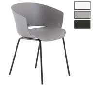 Lot de 4 chaises de jardin NIVEL fauteuil d'extérieur en plastique vert résistant aux UV et pieds en métal noir