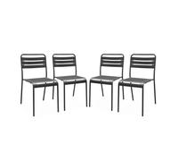 | Lot de 4 chaises de jardin acier 4 places anthracite Amelia L44 x P52 x H79cm