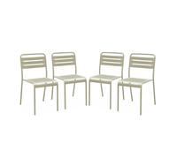 Lot de 4 chaises de jardin acier. 4 places. beige. Amelia. L44 x P52 x H79cm