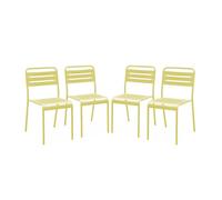 Lot de 4 chaises de jardin acier. 4 places. jaune. Amelia. L44 x P52 x H79cm