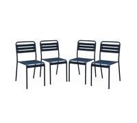 Lot de 4 chaises de jardin acier. 4 places. marine. Amelia. L44 x P52 x H79cm