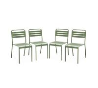 Lot de 4 chaises de jardin acier. 4 places. vert. Amelia. L44 x P52 x H79cm