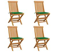 Chaises pliantes avec coussins anthracite, 4 pièces, en teck massif vidaXL
