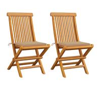 Vidaxl Chaises De Jardin Et Coussins Beige Lot De 4 Bois Teck Massif Beige