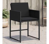 vidaXL Chaises de jardin Lot de 4 avec coussins – résine tressée noire