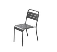 Lot de 4 Chaises de Jardin BERGAME Acier Gris Foncé Empilables