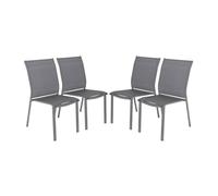 sweeek - Lot de 4 chaises de Jardin Cleveland empilables Aluminium et textilene Anthracite. 64.5 x 45.5 x 89.5 cm