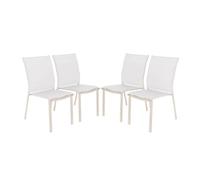 Lot de 4 chaises de jardin CLEVELAND empilables aluminium et textilene beige. 64.5 x 45.5 x 89.5 cm