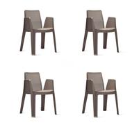 Lot de 4 Chaises de jardin Couleur Chocolat Empilable Plastique Chaise de Table de Jardin Filtre UV Fauteuil RESOL Play