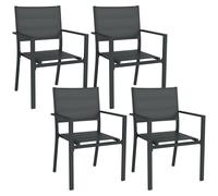 Outsunny Ensemble de 4 chaises de Jardin empilables en Aluminium et textilène avec accoudoirs, Lot de 4 pièces pour extérieur, Gris