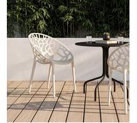 Lot de 4 chaises de jardin empilables AMIRA en polypropylène beige motif organique