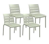 Chaise de jardin Outsunny Lot de 4 chaises de jardin empilables avec assise et dossier à lattes vert