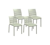 Lot de 4 chaises de jardin empilables avec assise et dossier à lattes vert