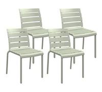 Lot de 4 chaises de jardin empilables avec assise et dossier à lattes vert Vert G