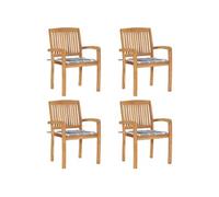 Lot de 2 Chaises de Jardin avec Coussins Siège Bleu Bois de Teck Massif vidaXL