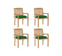 Lot de 6 Chaises de Jardin Empilables avec Coussins Siège Teck Solide vidaXL