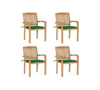 Lot de 2 Chaises de Jardin avec Coussins Siège Bleu Bois de Teck Massif vidaXL