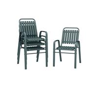 Lot de 4 chaises de jardin empilables design néo-rétro avec hauts dossiers accoudoirs acier époxy gris