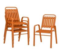 Outsunny – Lot de 4 chaises de jardin empilables – Haut dossier, accoudoirs, cadre acier – Orange