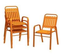 Outsunny – Lot de 4 chaises de jardin empilables – Haut dossier, accoudoirs, cadre acier – Orange