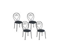 Lot de 4 chaises de jardin en fer forgé - GUERMANTES - Gris anthracite - 4 personnes - Extérieur