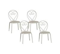 Lot de 4 chaises de jardin empilables en métal façon fer forgé - Beige - GUERMANTES de