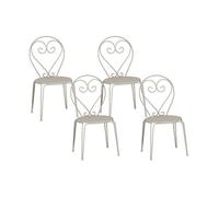 Lot de 4 chaises de jardin empilables en métal façon fer forgé - Beige - GUERMANTES de MYLIA