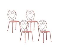 Lot de 4 chaises de jardin empilables en métal façon fer forgé - Terracotta - GUERMANTES de MYLIA