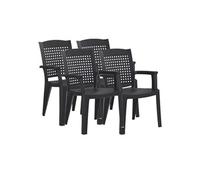 PEGANE Lot de 4 chaises de Jardin empilables en résine Coloris Gris - Longueur 59 x Profondeur 60 x Hauteur 87 cm