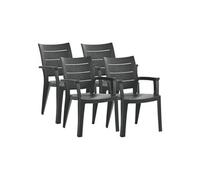 PEGANE Lot de 4 chaises de Jardin empilables en résine Coloris Gris - Longueur 59 x Profondeur 60 x Hauteur 90 cm