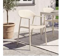 IDMarket - Lot de 4 chaises de Jardin empilables SUZON en polypropylène Beige