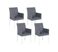 Lot de 4 Chaises de Jardin en Aluminium et Textile Gris Foncé Inoxydable Bacoli