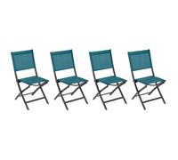 Lot De 4 Chaises De Jardin En Aluminium Pliables Bleu Canard Essentia - Hespéride Multicolore