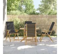 Lot de 4 Chaises de Jardin en Bambou, Fauteuils Extérieur Réglables et Pliants avec Coussinets, Confortables et Durables, Chaise Jardin Exterieur, Chaise Camping Pliante, Gris Foncé, 77x55x99-110 cm