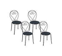 Lot de 4 chaises de jardin en fer forgé - GUERMANTES - Gris anthracite - 4 personnes - Extérieur