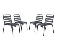 Lot de 4 chaises de Jardin en métal empilables Bilbao - Gris