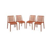 sweeek - Lot de 4 chaises de Jardin en Plastique Terracotta. empilables. déjà montées