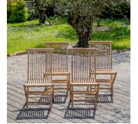 Happy Garden Chaises de jardin Lombok - Lot de 4 pliantes en teck